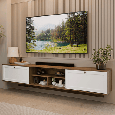 Rack para TV hasta 80 Pulgadas 218 cm 2 Puertas Flotante Marrón/Blanco Vik Madesa