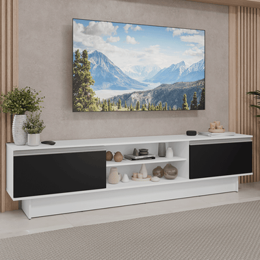 Rack para TV hasta 80 Pulgadas 218 cm 2 Puertas Blanco/Negro Glamy Madesa