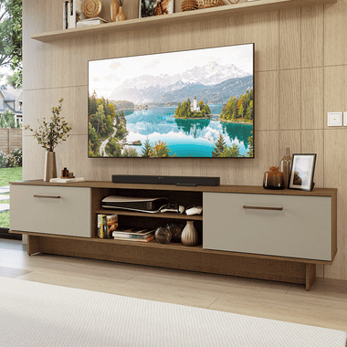 Rack para TV hasta 80 Pulgadas 218 cm 2 Puertas Marrón/Crema Agata Madesa