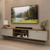 Rack Flotante para TV hasta 80 Pulgadas 218 cm 2 Puertas Marrón/Crema Vik Madesa