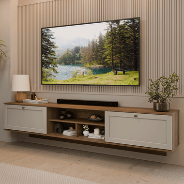 Rack para TV hasta 80 Pulgadas 218 cm 2 Puertas Flotante Marrón/Crema Vik Madesa