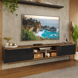Rack Flotante para TV hasta 80 Pulgadas 218 cm 2 Puertas Marrón/Negro Lux Madesa