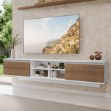Rack Flotante para TV hasta 80 Pulgadas 218 cm 2 Puertas Blanco/Marrón Glamy Madesa