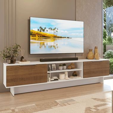 Rack para TV hasta 80 Pulgadas 218 cm 2 Puertas Blanco/Marrón Stella Madesa