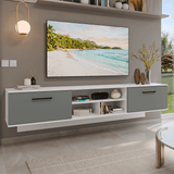 Rack Flotante para TV hasta 80 Pulgadas 218 cm 2 Puertas Blanco/Gris Agata Madesa