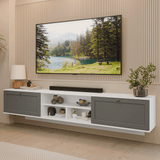 Rack Flotante para TV hasta 80 Pulgadas 218 cm 2 Puertas Blanco/Gris Vik Madesa