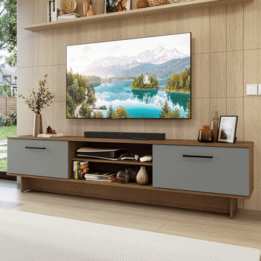 Rack para TV hasta 80 Pulgadas 218 cm 2 Puertas Marrón/Gris Agata Madesa