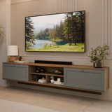 Rack Flotante para TV hasta 80 Pulgadas 218 cm 2 Puertas Marrón/Gris Vik Madesa
