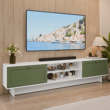Rack para TV hasta 80 Pulgadas 218 cm 2 Puertas Blanco/Verde Vik Madesa