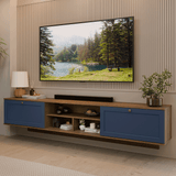 Rack Flotante para TV hasta 80 Pulgadas 218 cm 2 Puertas Marrón/Azul Vik Madesa