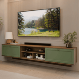 Rack Flotante para TV hasta 80 Pulgadas 218 cm 2 Puertas Marrón/Verde Vik Madesa