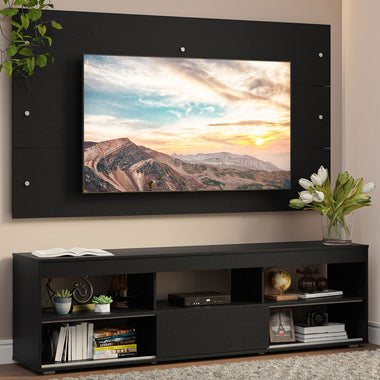 Rack con Panel de TV hasta 65 Pulgadas 160 cm Negro Orlando Madesa