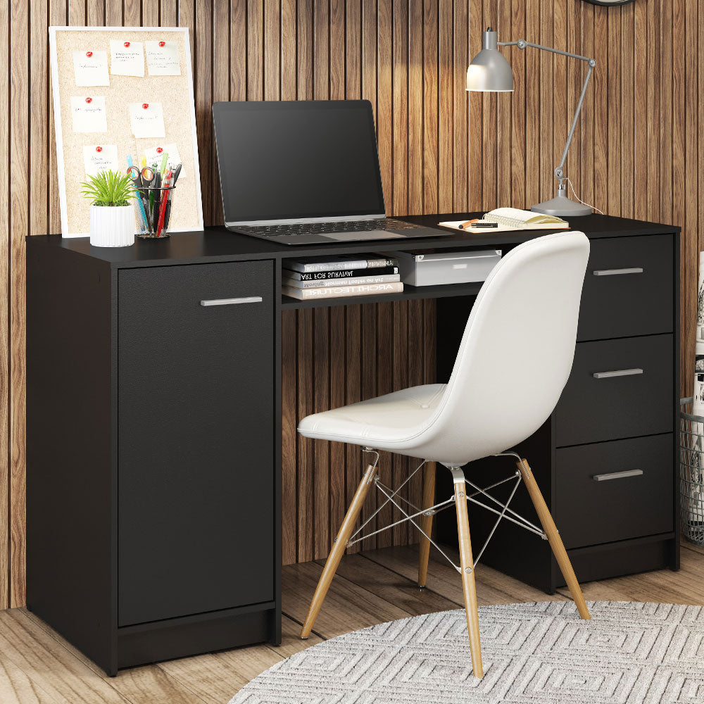 Escritorio 136 cm 1 Puerta 3 Cajones y 1 Nicho Negro Madesa