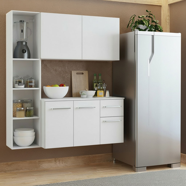 Cocina Compacta 120 cm 4 Puertas y 2 Cajónes Blanco Easy Madesa