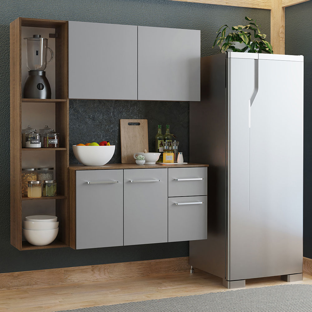 Combo completo de Cocina 120cm Marrón/Gris Easy