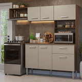 Cocina Compacta 196 cm Aura Marrón/Crema