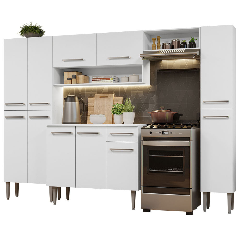 Combo Completo de Cocina 261cm Blanco Emilly Hit Madesa