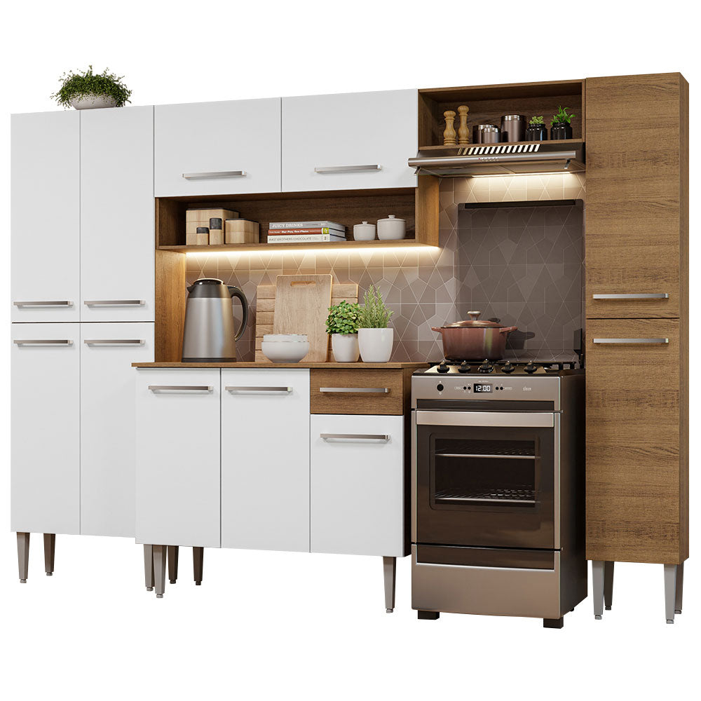 Combo completo de Cocina Emilly Hit 261cm Marrón/Blanco