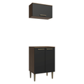 Kit Alacena y Bajo Mesada 60 cm 3 Puertas Marrón/Negro Lille Madesa