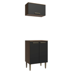 Kit Alacena y Bajo Mesada 60 cm 3 Puertas Marrón/Negro Lille Madesa