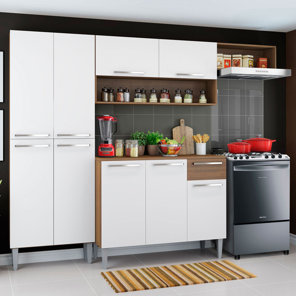 Cocina Compacta 229cm Marrón/Blanco Emilly Top