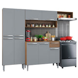 Combo completo de Cocina 229 cm 1 Cajón 9 Puertas Emilly Marrón/Gris