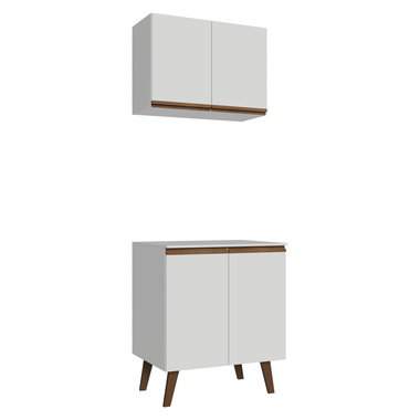 Kit Alacena y Bajo Mesada 70 cm 4 Puertas Blanco Pieta Madesa