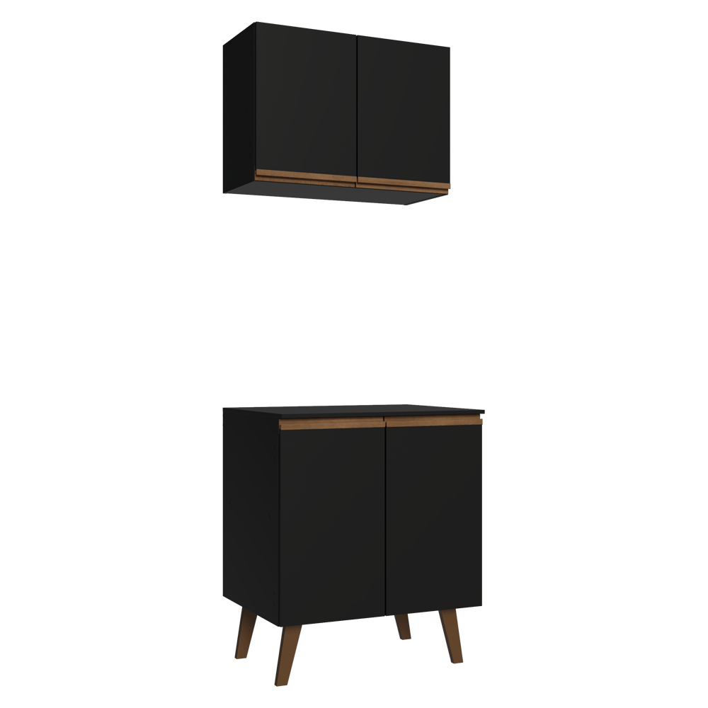 Kit de Cocina con Alacena y Mueble Bajo 70 cm Negro Pieta Madesa
