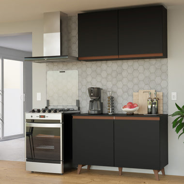 Combo completo de Cocina 120 cm 4 Puertas Negro Reims Madesa