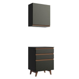 Kit Reims 60 cm con Gabinete Superior y Bajo con 3 Cajones Negro