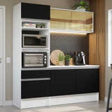 Cocina Compacta 180 cm Blanco/Negro Diamante Madesa 86