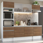 Combo completo de Cocina 240 cm Blanco/Marrón Topazio Madesa