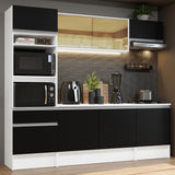 Combo Completo de Cocina 240 cm Blanco/Negro Diamante Madesa