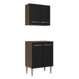 Kit Bajo Mesada con Armario 64 cm Emilly Marrón/Negro