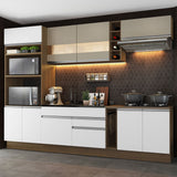 Combo Completo de Cocina 290cm Marrón/Blanco/Crema Vicenza Madesa
