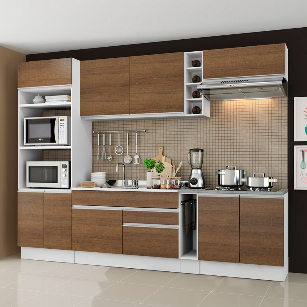 Combo Completo de Cocina Vicenza 290 cm Glamy Blanco/Marrón