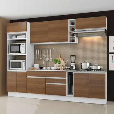 Combo completo de Cocina 290 cm Blanco/Marrón Vicenza Madesa