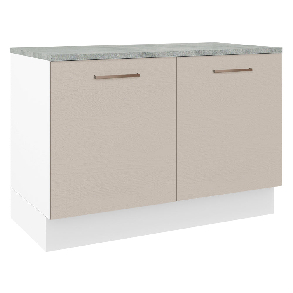 Bajo Mesada Cocina 120 x 60 cm 2 Puertas (Con mesada) Blanco/Crema Agata Madesa