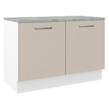 Bajo Mesada Cocina 120 x 60 cm 2 Puertas (Con mesada) Blanco/Crema Agata Madesa