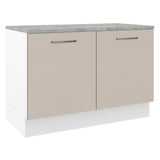Bajo Mesada Cocina 120 x 60 cm 2 Puertas (Con Mesada) Blanco/Crema Agata Madesa