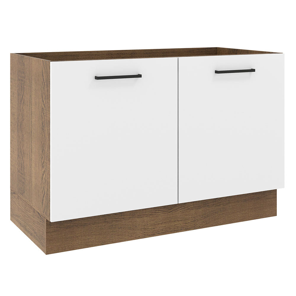 Bajo Mesada Cocina 120 cm x 60 cm, 2 Puertas Agata Marrón/Blanco