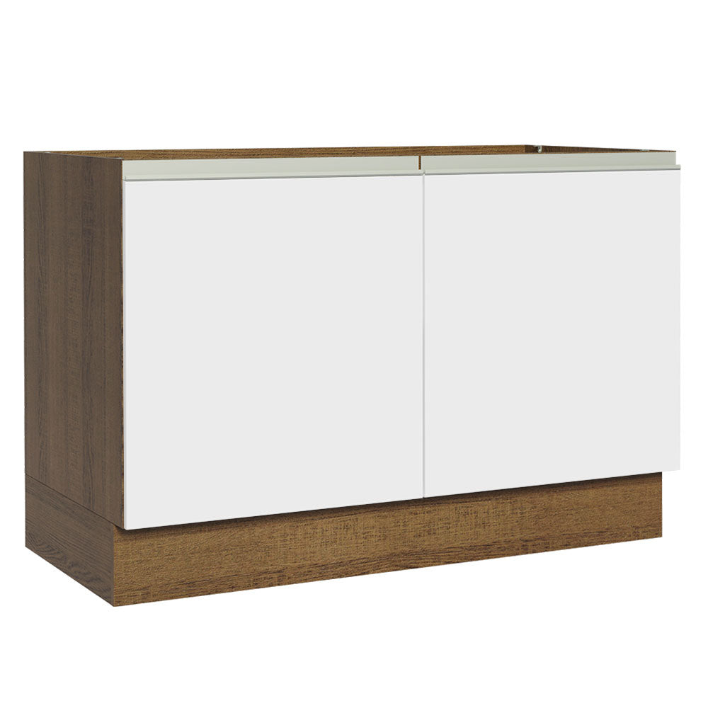 Bajo Mesada Cocina 120 x 60 cm 2 Puertas (Sin Mesada) Marrón/Blanco Glamy Madesa