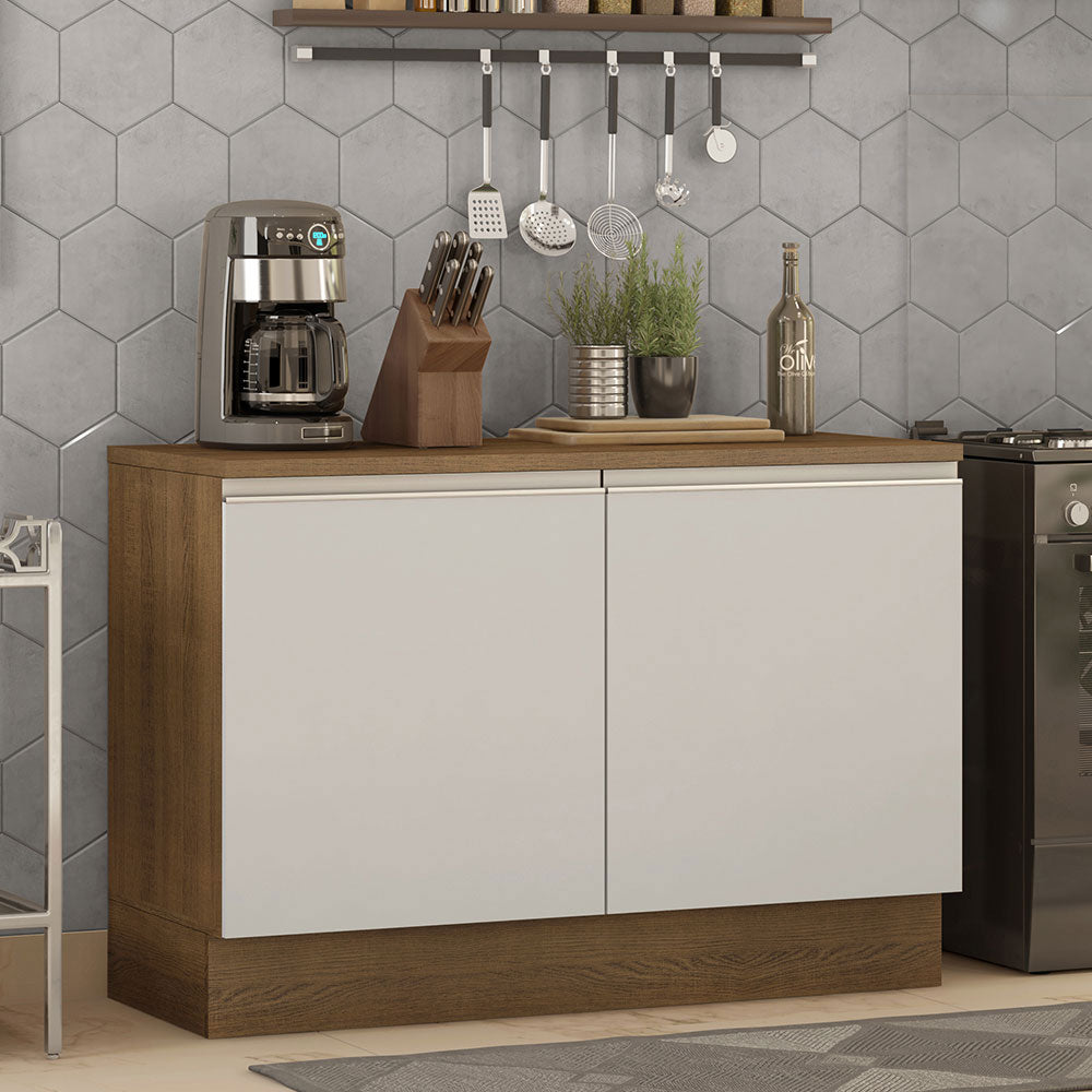 Bajo Mesada Cocina 120 x 60 cm 2 Puertas (Con Mesada) Marrón/Blanco Glamy Madesa