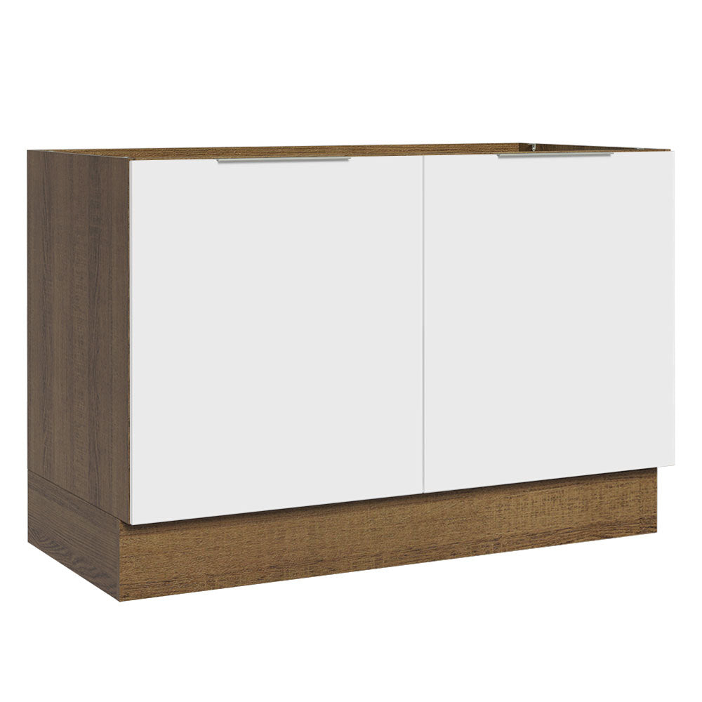 Bajo Mesada Cocina 120 x 60 cm 2 Puertas (Sin Mesada) Marrón/Blanco Stella Madesa