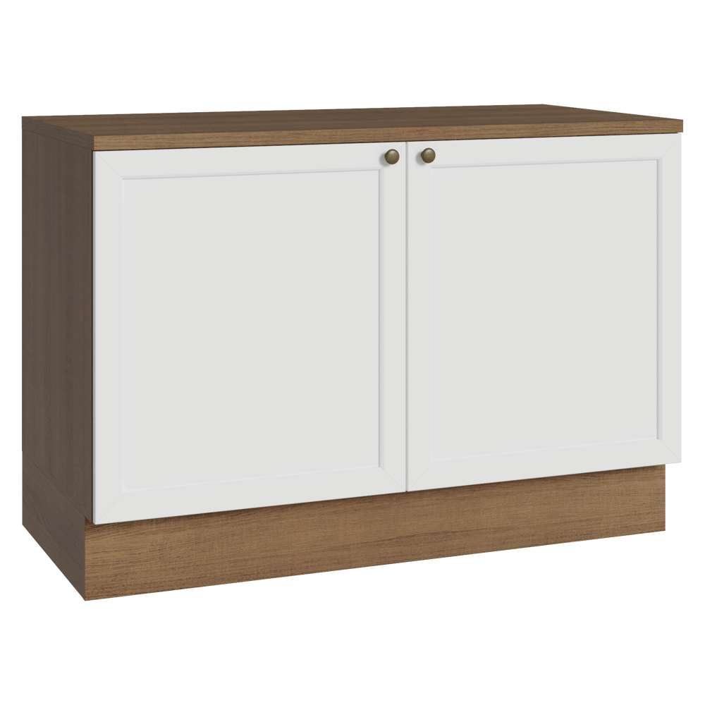 Bajo Mesada de Cocina 120 x 60 cm 2 Puertas (con Mesada) Marrón/Blanco Vik Madesa