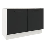 Bajo Mesada Cocina 120 x 60 cm 2 Puertas (Sin Mesada) Blanco/Negro Agata Madesa