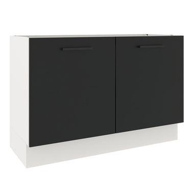 Bajo Mesada 120 cm 2 Puertas Sin Mesada Blanco/Negro Agata Madesa