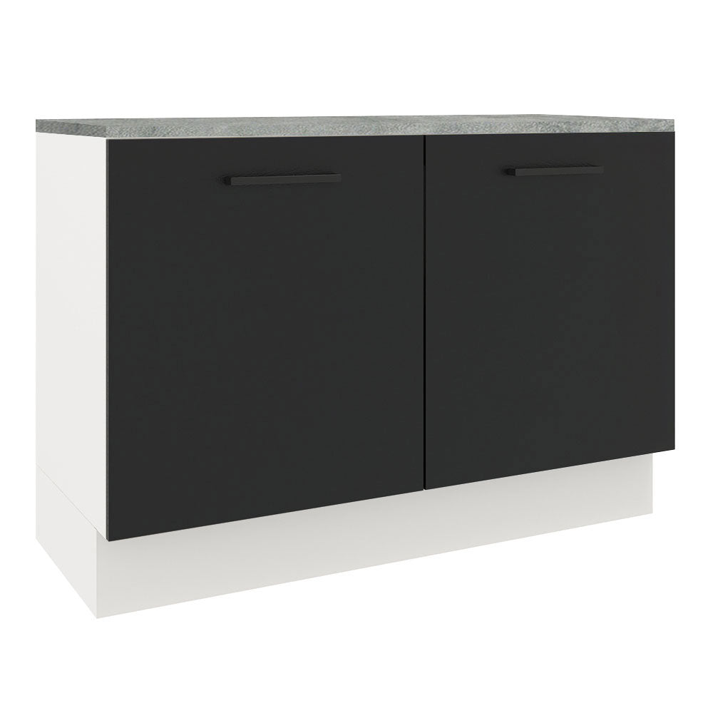 Bajo Mesada Cocina 120 x 60 cm 2 Puertas (Con Mesada) Blanco/Negro Agata Madesa