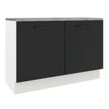 Bajo Mesada Cocina 120 x 60 cm 2 Puertas (Con Mesada) Blanco/Negro Agata Madesa