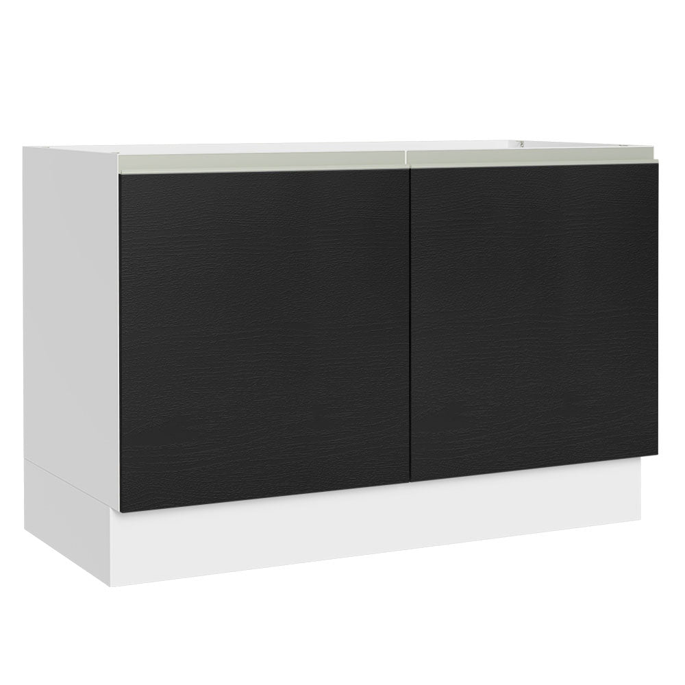 Bajo Mesada Cocina 120 x 60 cm 2 Puertas (Sin Mesada) Blanco/Negro Glamy Madesa